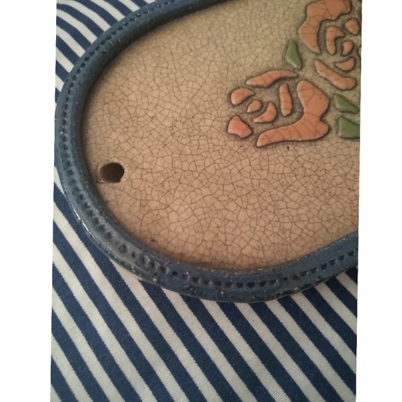 Vintage Spanish hanging tile glazed art stoneware - Picture 8 of 8